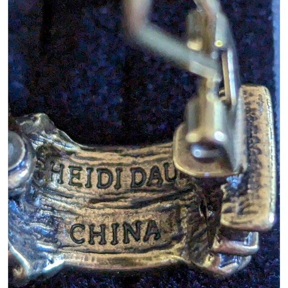 HEIDI DAUS Aquamarine BLUE SWAROVSKI CRYSTAL HALF HOOP EARRINGS Bronze Finish - Picture 9 of 12